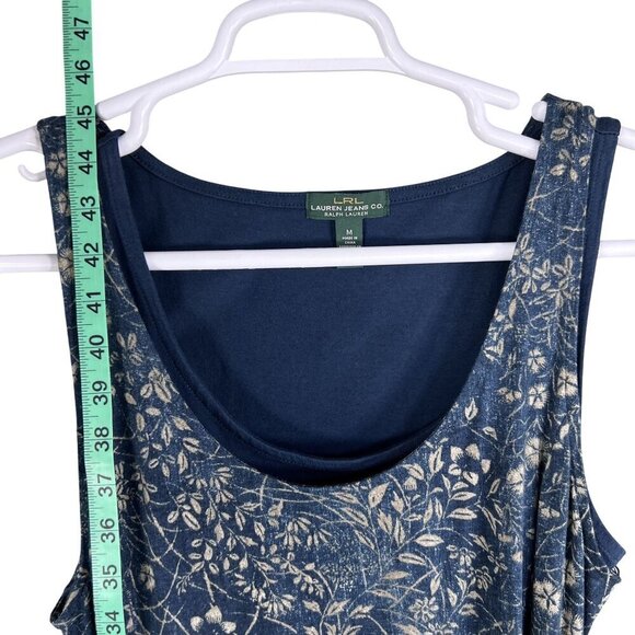 LRL Lauren Jeans Co Womens M Foliage Leaf Tank Dress Rope Belt Handkerchief Hem - Picture 14 of 16